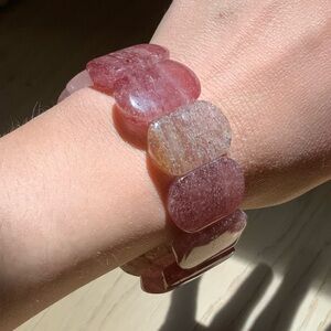Strawberry quartz Crystal bangle bracelet